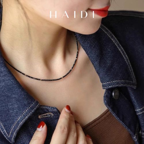 海蒂珠宝18K金黑尖晶石项链