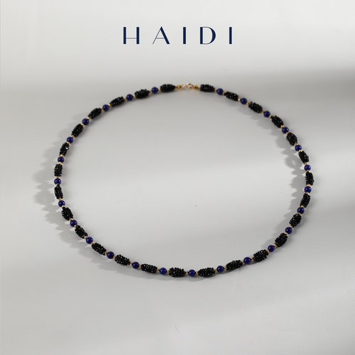 海蒂珠宝 【元旦新品】 2-5mm黑尖晶石项链 18K金