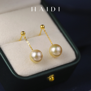 9mm海水Akoya珍珠耳线流苏耳环18K金送女友 海蒂珠宝 邂逅