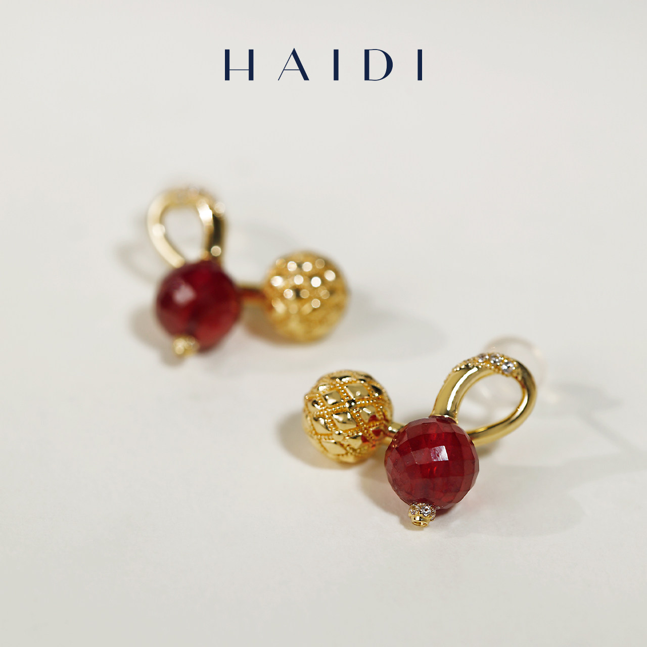 海蒂珠宝【过了腊八就是年】金硕红樱 6-7mm红宝石耳钉 18K金,珠宝/钻石/翡翠,耳饰,淘宝优惠券,粉丝福利购,淘宝优惠卷