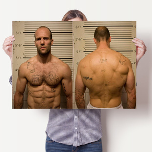 杰森斯坦森海报贴画跑车挂画大学男生宿舍墙健身房肌肉训练装饰画