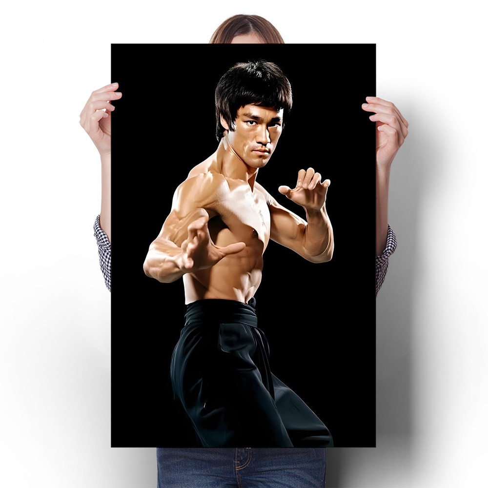 李小龙肌肉健身海报搏击馆减肥挂画拳击装饰画大学男生宿舍墙贴画