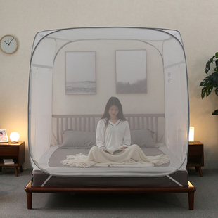 谷今免安装蒙古包蚊帐1.35/1.5m加厚1.8m家用2.0新款三开门可折叠
