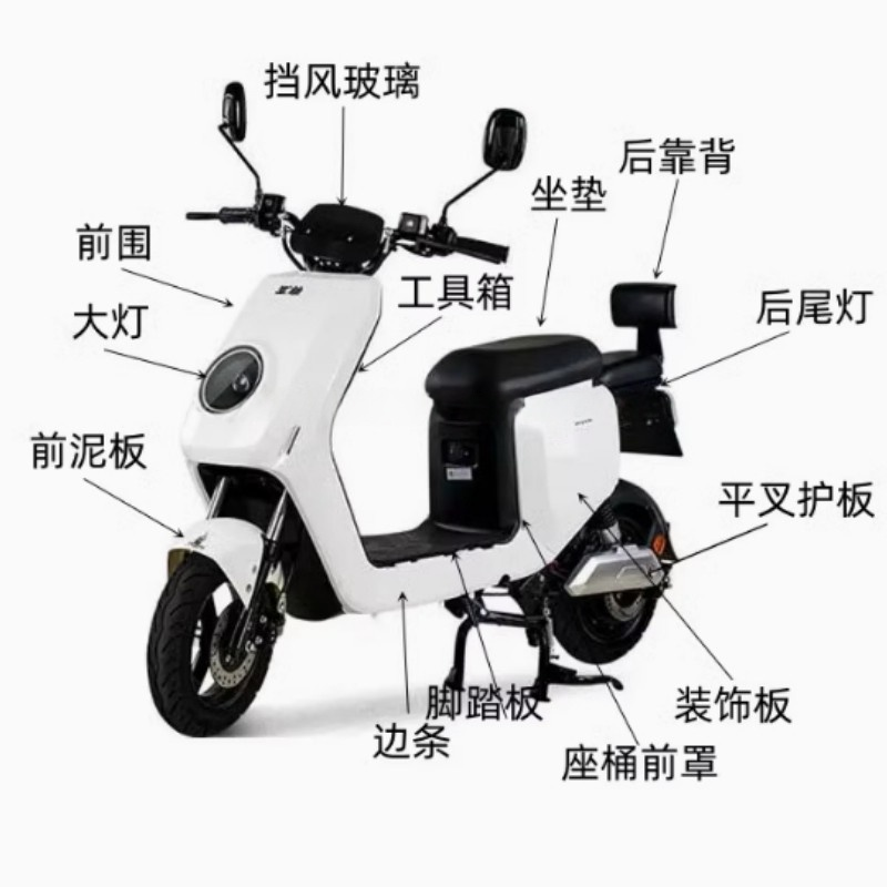 哈啰棒途E13原装电动车外壳广环F8前围前泥板工具箱边条配件大全