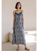 弥古波西米亚民族风连衣裙高级感女夏v领吊带长裙海边度假沙滩裙