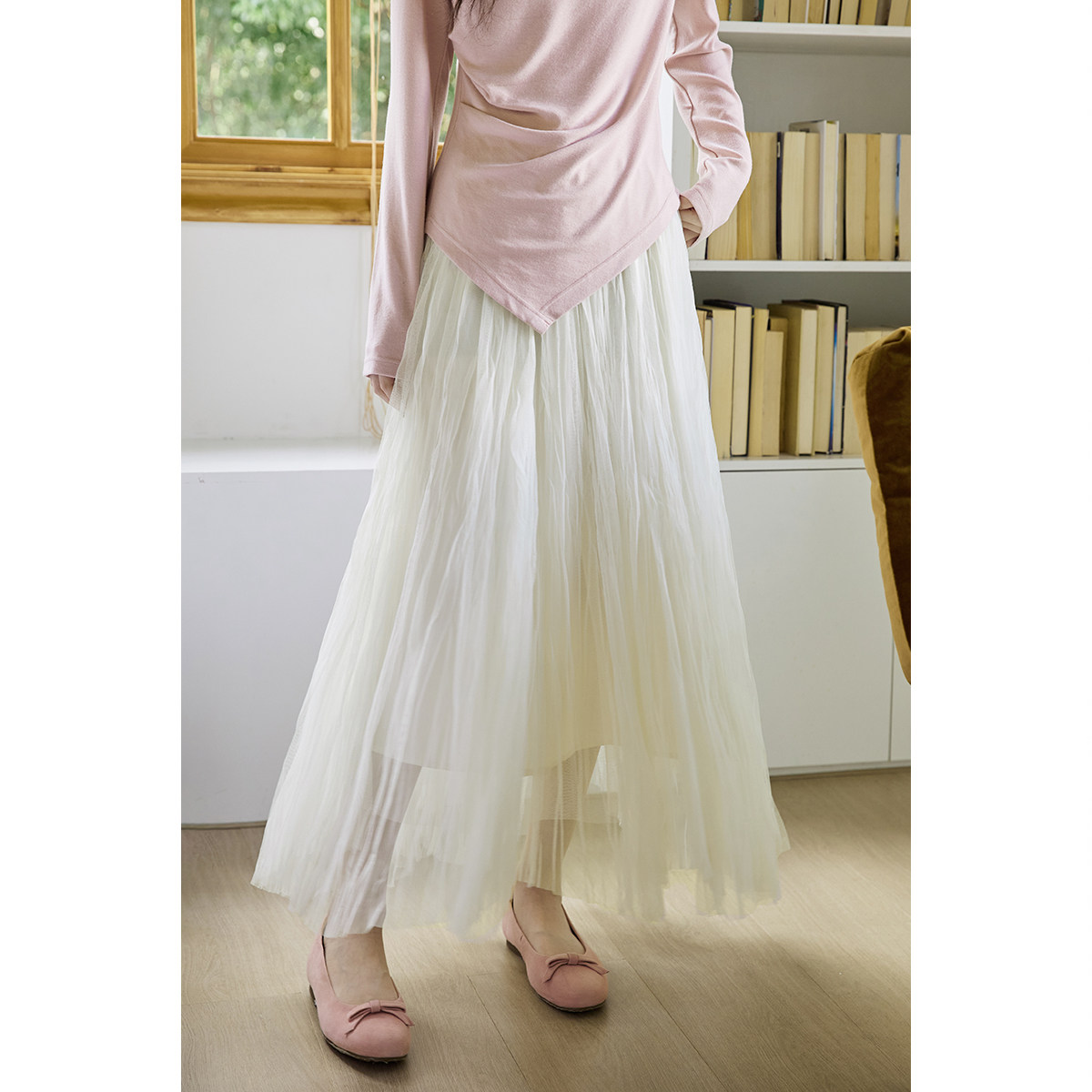 弥古法式网纱半身裙女2025春秋新款伞裙高级感显瘦小个子a字半裙