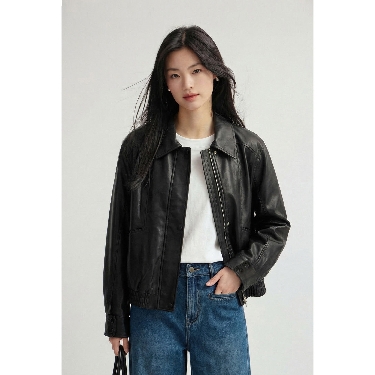 弥古黑色pu皮衣外套女短款小个子休闲机车服2026春季新款夹克上衣