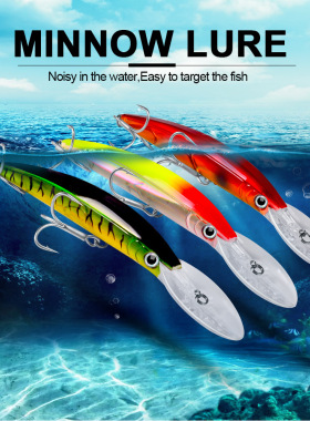 路亚饵海钓米诺鱼饵17cm27g塑料硬饵假饵带响珠 钓饵拟饵长舌板