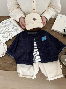 早春帅气男童外套春秋季婴儿洋气小童韩系上衣春装宝宝休闲牛仔衣