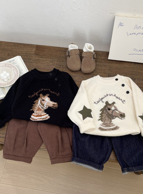 早春婴幼儿可爱毛衣韩系春季马宝宝洋气刺绣针织衫婴儿时尚毛线衣