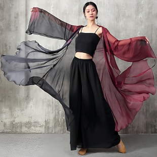 黑红撞色纱衣古风爵士舞蹈服艺考团队演出舞台服 乾坤 新款 古典