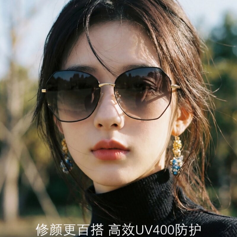 复古墨镜女款适合方圆脸2026新款偏光太阳眼镜近视开车可配带度数