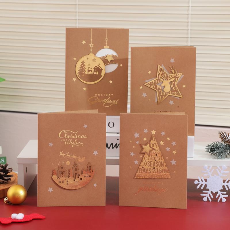 新款圣诞贺卡定制牛皮纸复古创意高级感留言卡平安夜祝福礼物卡片