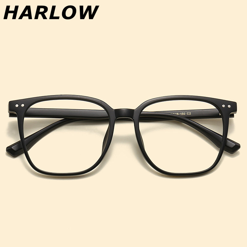 磨砂黑色眼镜框男款显脸小近视可配度数TR90一体式超轻散光眼镜女