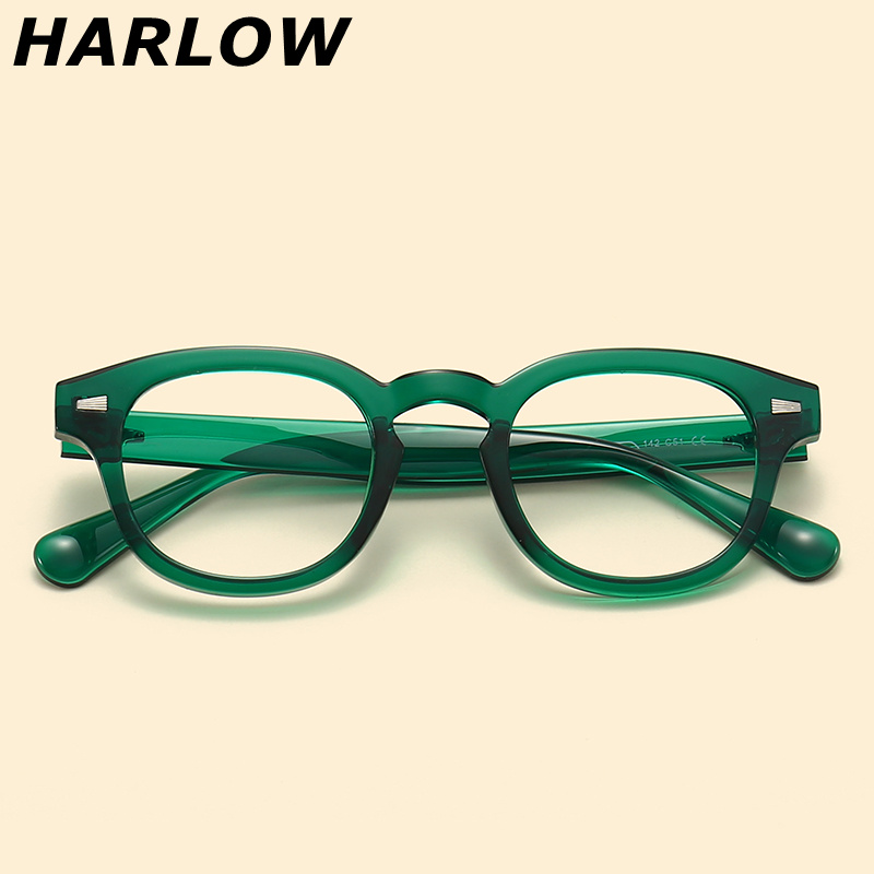HARLOW绿色日系复古近视眼镜框潮