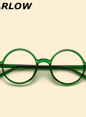 素颜绿色眼镜框男女潮圆形小框复古近视眼镜女可配度数TR90眼镜架