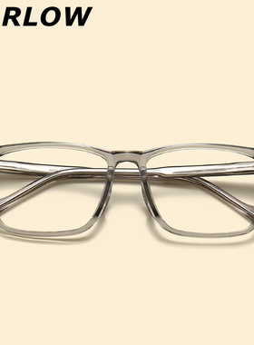 灰色眼镜框镜架男大脸近视可配镜片潮复古方框日系大框TR90眼镜架