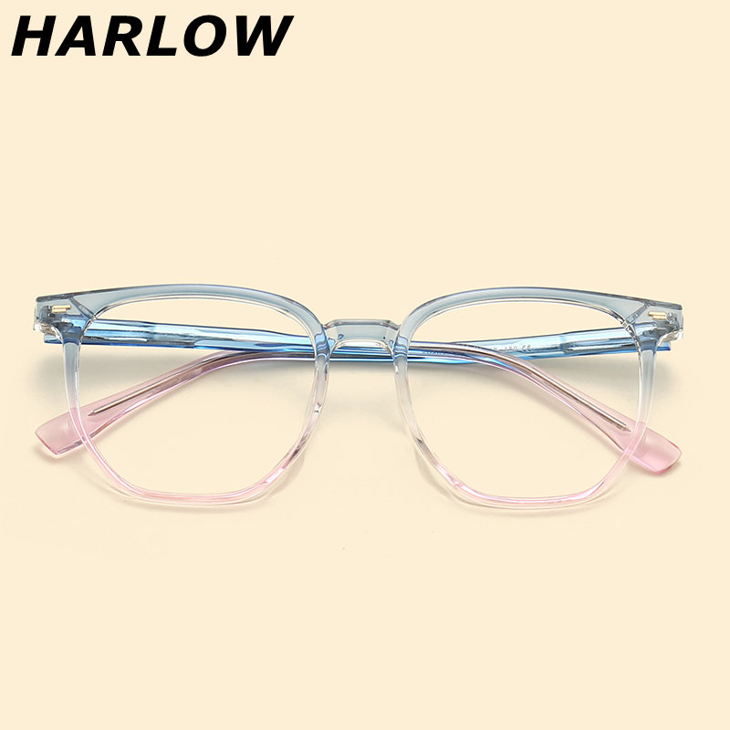 透明蓝色眼镜框男女近视可配渐变TR90素颜圆脸装饰日系个性眼镜架