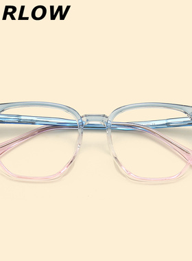 透明蓝色眼镜框男女近视可配渐变TR90素颜圆脸装饰日系个性眼镜架