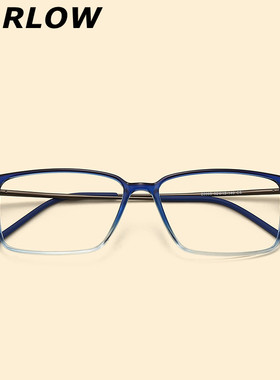 蓝色眼镜框男女渐变半透明小脸方形TR90复古可配镜片近视眼镜架潮