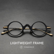 设计师圆形纯钛黑色眼镜框架男女款 潮高级感痞帅复古近视可配度数