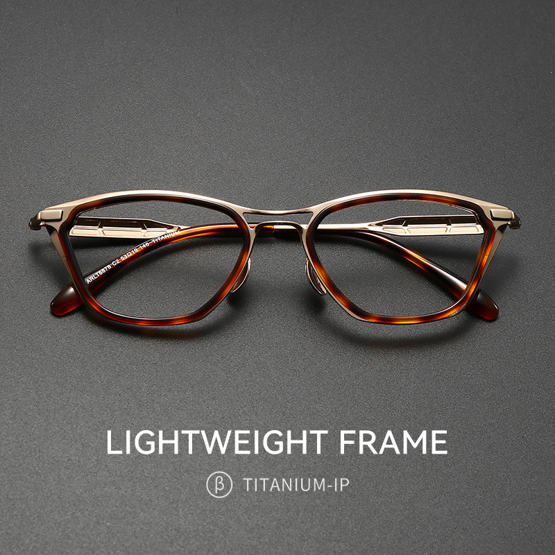 猫眼纯钛超轻近视眼镜女款可配度数板材玳瑁色素颜防蓝光眼睛镜架