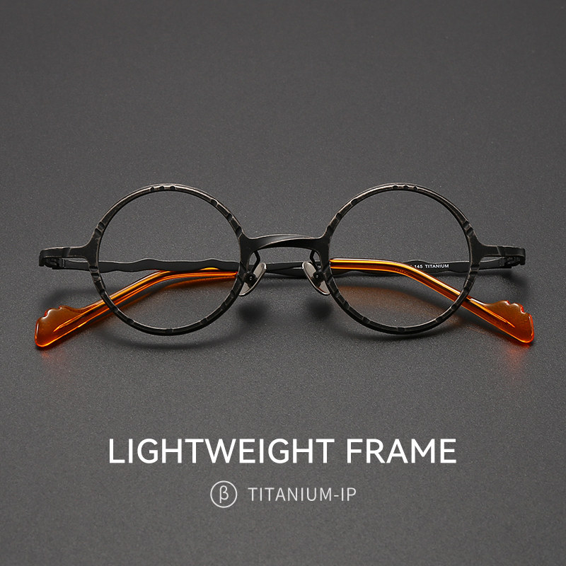 复古设计师做旧款超轻纯钛近视眼镜框男日系文艺高级感小圆钛架女