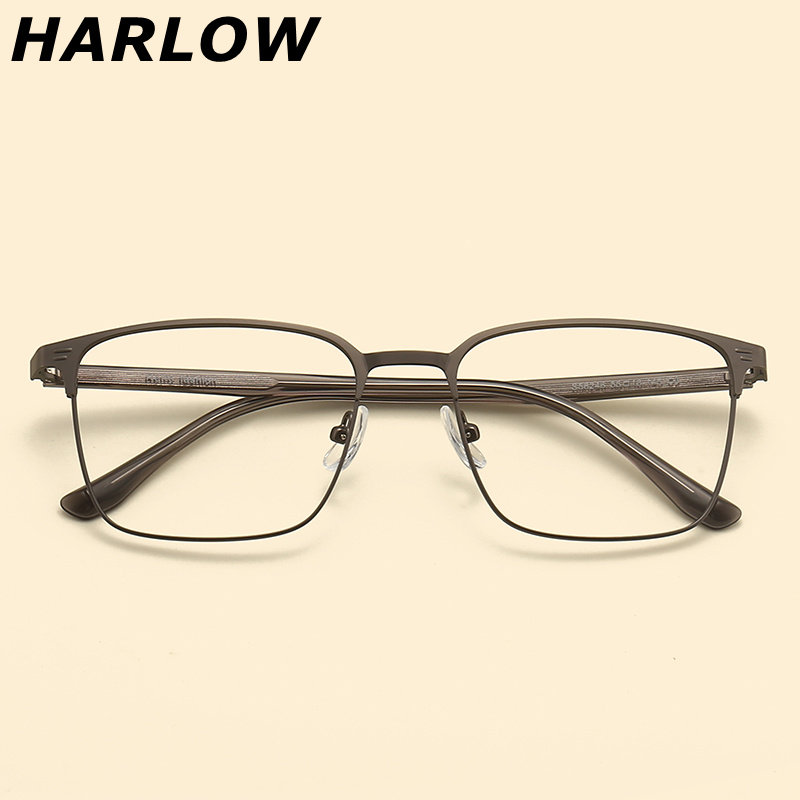 枪灰色眼镜框镜架男方形可配镜片近视长脸日系潮带铆钉复古眼镜架