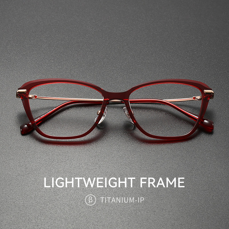 纯钛复古红色猫眼眼镜框女款近视可配度数高级感韩系素颜眼睛镜架,ZIPPO/瑞士军刀/眼镜,眼镜架,淘宝优惠券,粉丝福利购,淘宝优惠卷