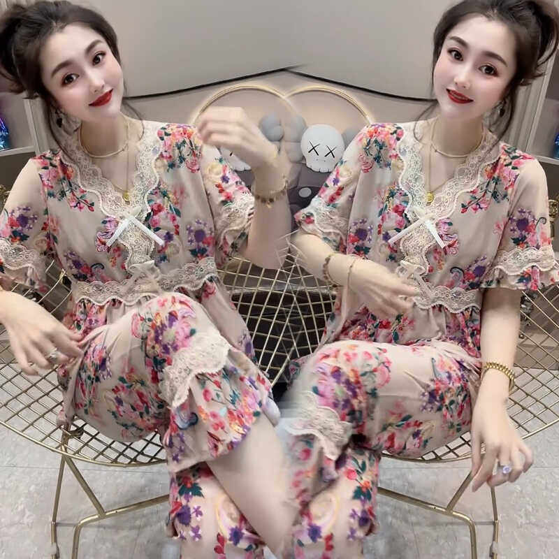 家居服套装夏季网眼速干睡衣