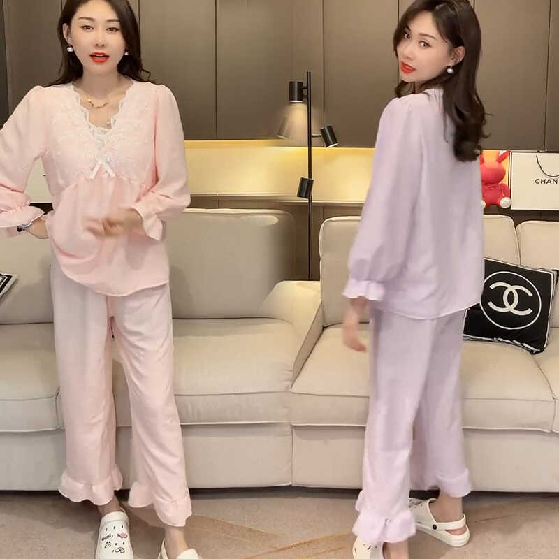 家居服可外穿宽松宫廷风甜美睡衣