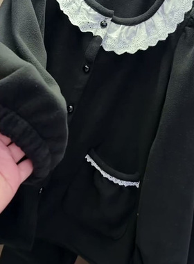 双面绒秋冬加厚睡衣女韩版奥粒绒宽松减龄摇粒绒家居服两件套开衫