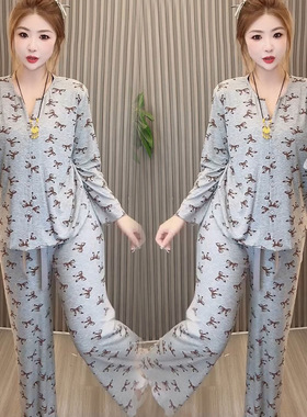 韩国东大门甜美家居服女秋冬学生蝴蝶结莫代尔开衫可外穿网红睡衣