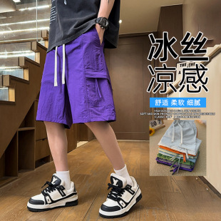 新款 男宽松夏天裤 男士 纯色运动青年休闲潮短裤 子 五分裤 2026夏季