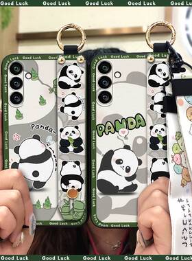 适用三星S23FE/SM-S7110手机壳支架国宝男女款熊猫指环全包潮流