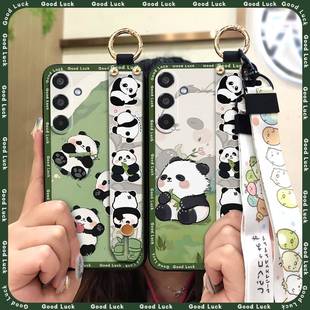 M356B手机壳防尘动漫奢华硅胶国宝挂绳软壳 适用三星M35