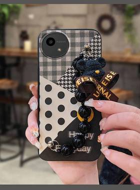 适用夏普Aquos wish5/SH-52F手机壳男女款可爱黑珍珠挂饰个性