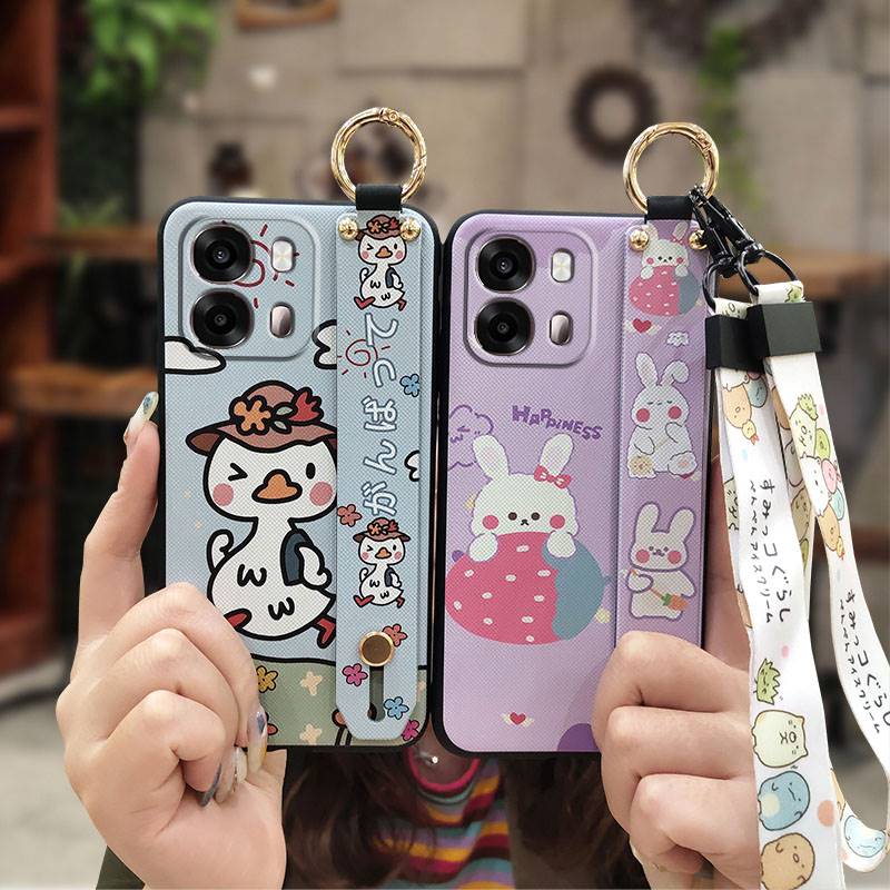 适用OPPO A6S海外版手机壳纯色挂绳卡通支架奢华散热搞怪质感