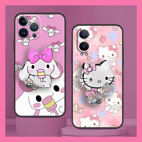 适用OPPO K12X手机壳男女款流沙硅胶透明支架纯色情侣液态卡通