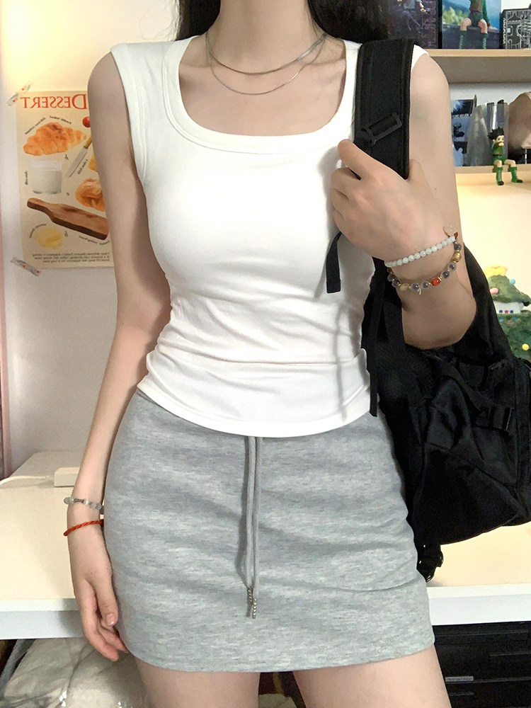 吊带背心女内搭打底春夏季白色遮副乳工字宽肩带大码胖mm外穿上衣