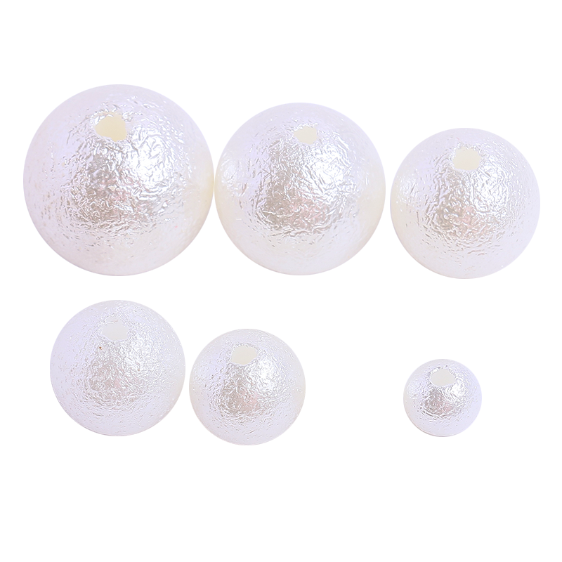 榕泰米白皱纹仿珍珠穿孔珍珠服装辅料散珠diy手工装饰品配件材料