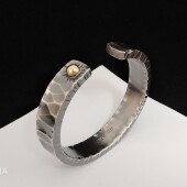 仿古做旧平面锤印锤痕99足银手镯手工原创纯银手镯丽江雪花银