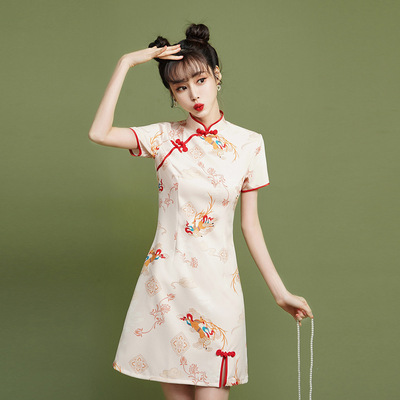 旗袍2025年新款女夏季国潮短款