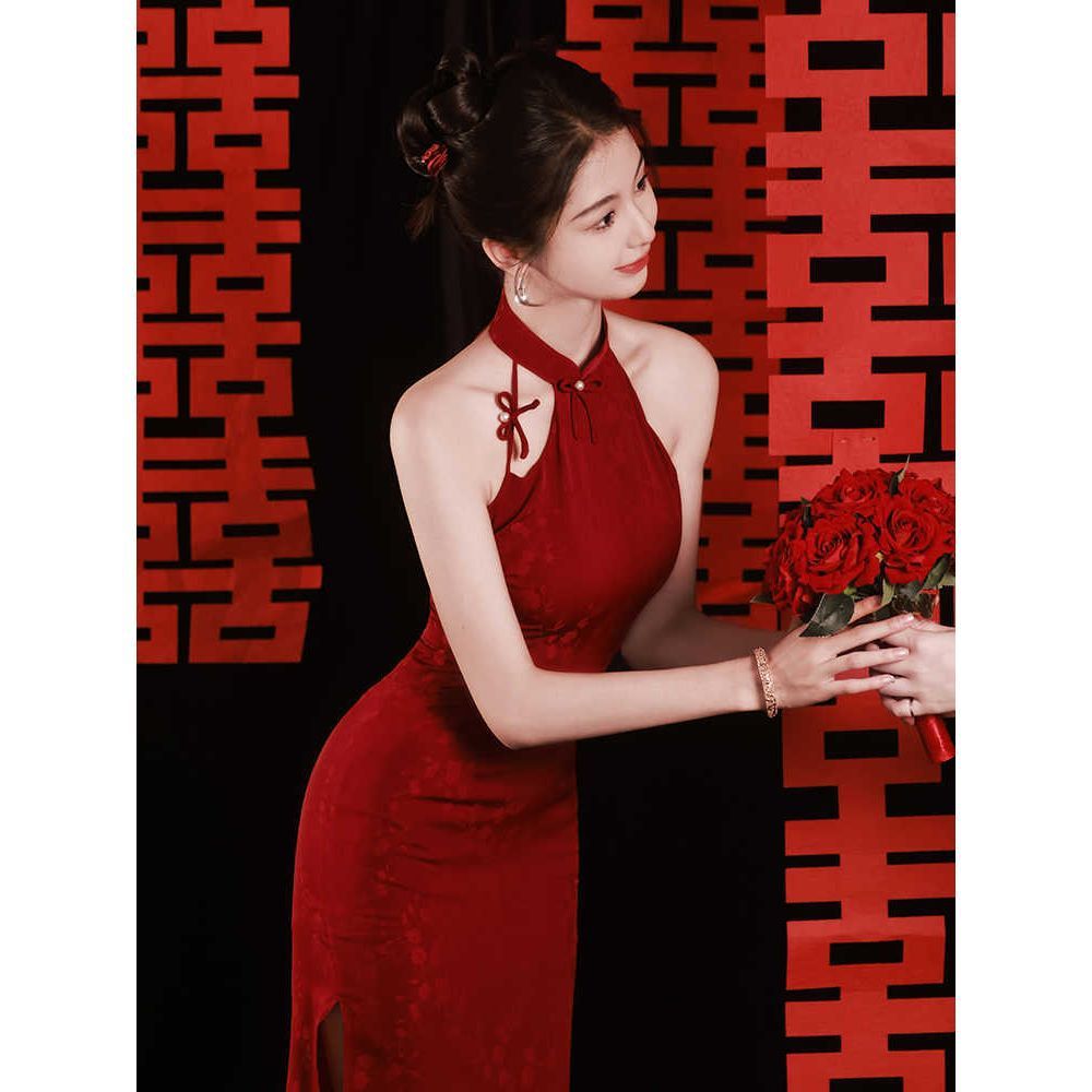 新中式晨袍旗袍敬酒服新娘女夏季