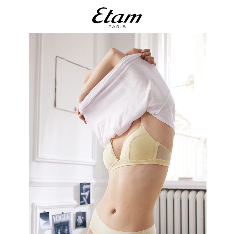 Etam内衣女牛奶长绒棉小胸法式三角杯轻薄舒适无钢圈美背文胸