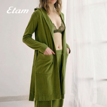 Etam法式短绒保暖家居服柔软舒适可外穿睡袍女秋冬睡衣