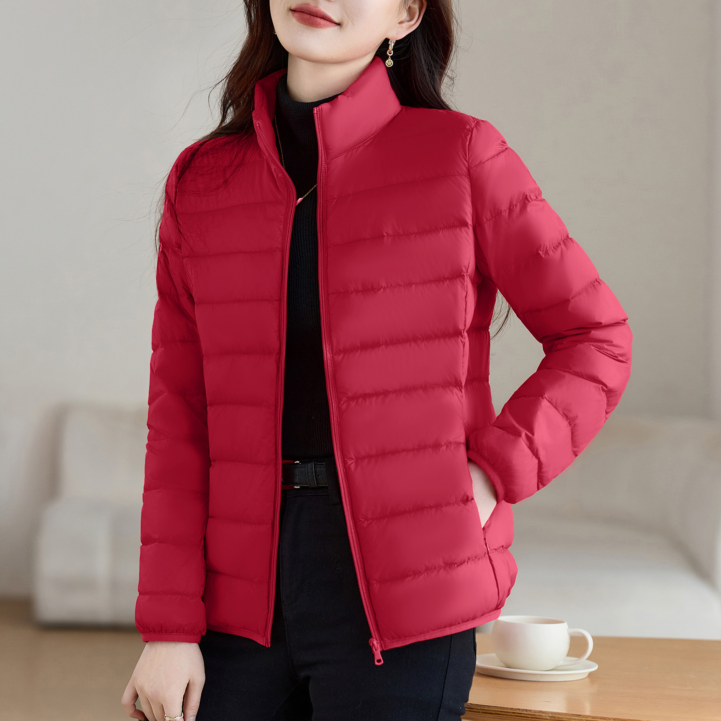 立领轻薄羽绒服女冬季鸭绒外套