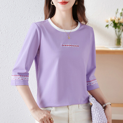 夏季2026新款七分袖t恤女