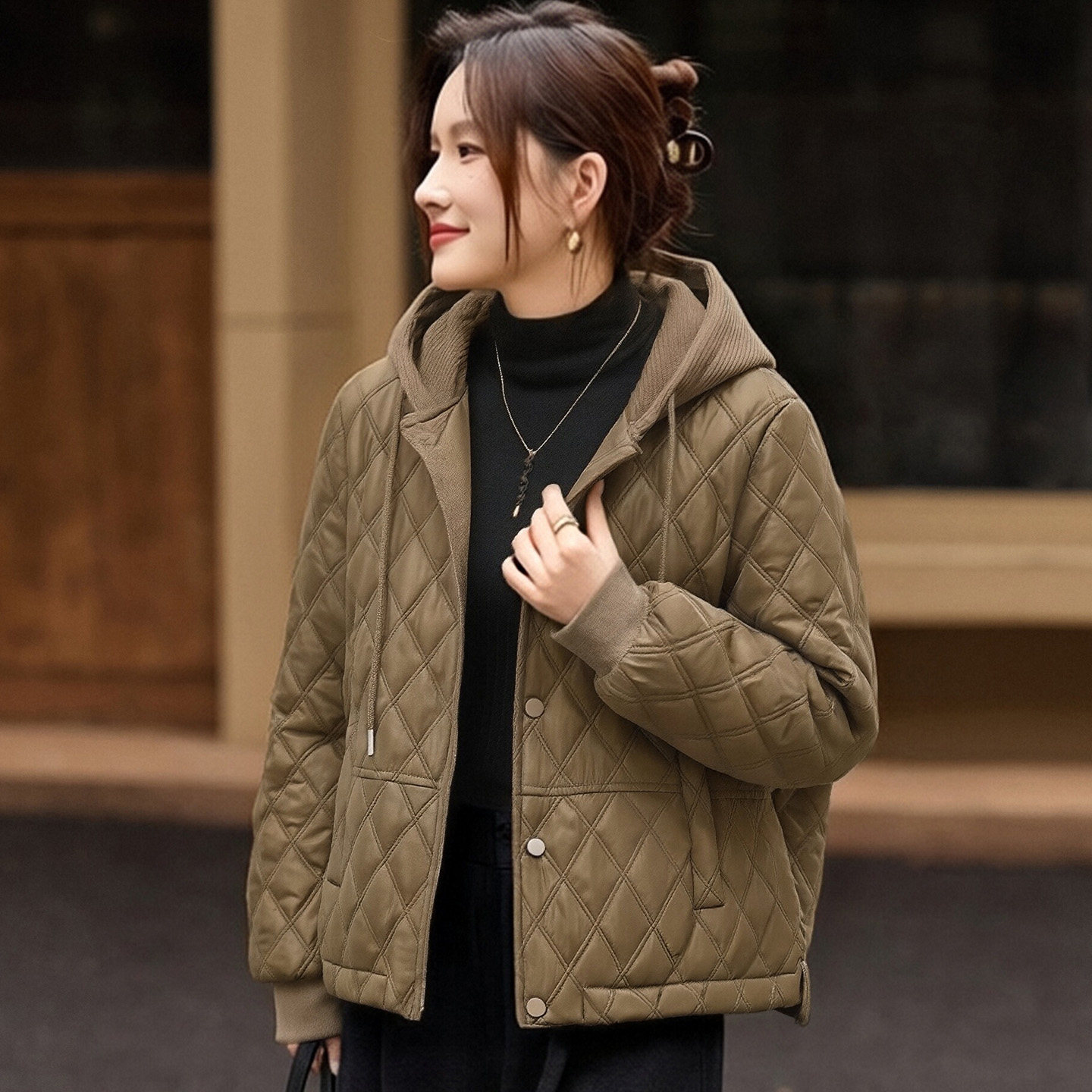 连帽棉衣棉服女2026新款冬季洋气女装爆款不臃肿短款棉袄加厚外套