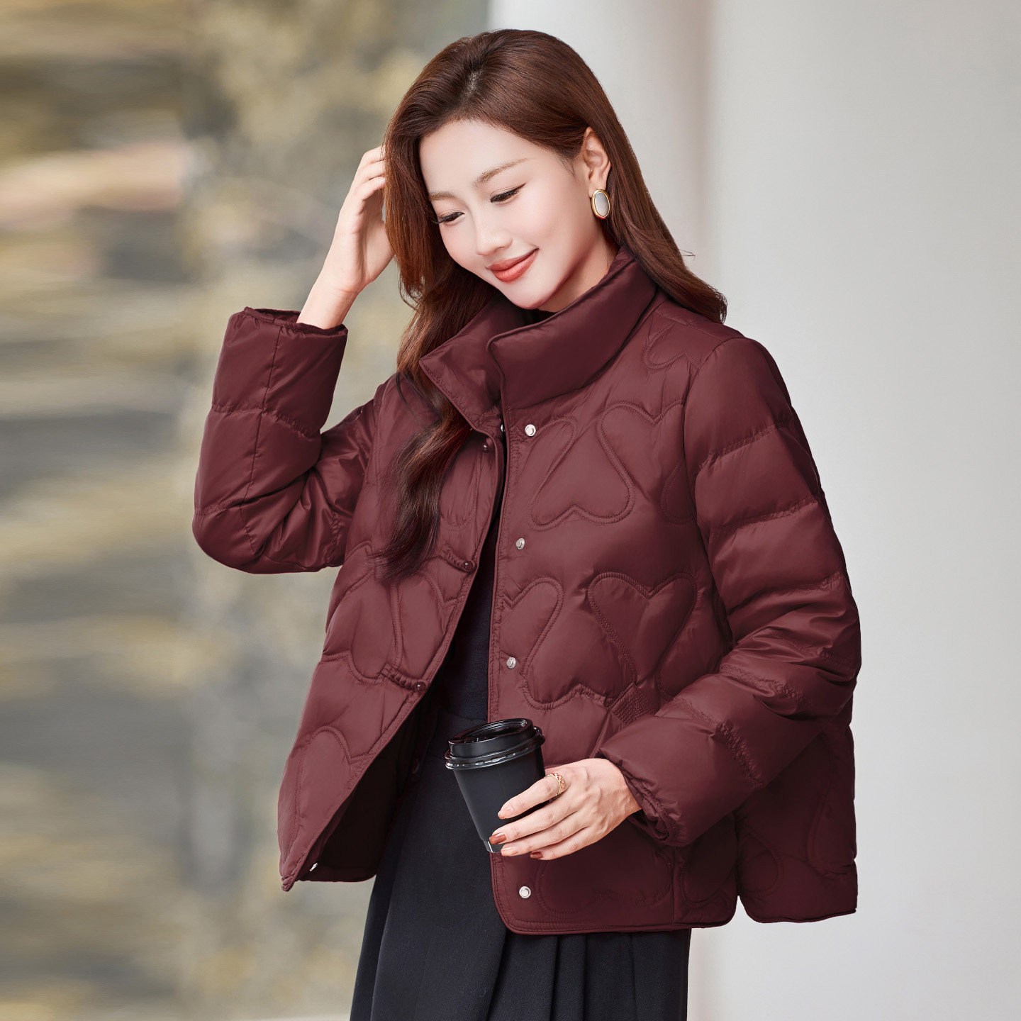 立领轻薄内胆羽绒棉服2025新款冬季时尚洋气女装宽松短款鸭绒外套